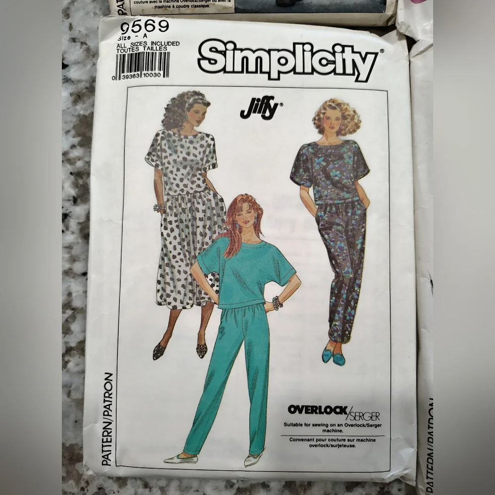 Vintage 80s Sewing Pattern Lot Simplicity &‎ New Look Dresses, Jumpsuits Ski